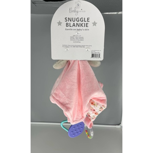 New Baby Snuggle Pink Blankie lovey Gray Elephant With Rattle sound* - Picture 2 of 12